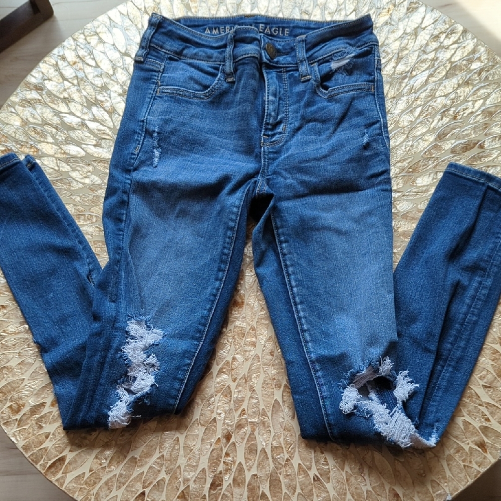 American Eagle Jean Leggings 0 Regular Distressed